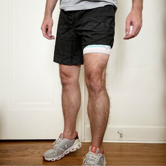 Chubbies 7” Men’s The Quests Training Short Black Geometric Large New - Picture 1 of 14